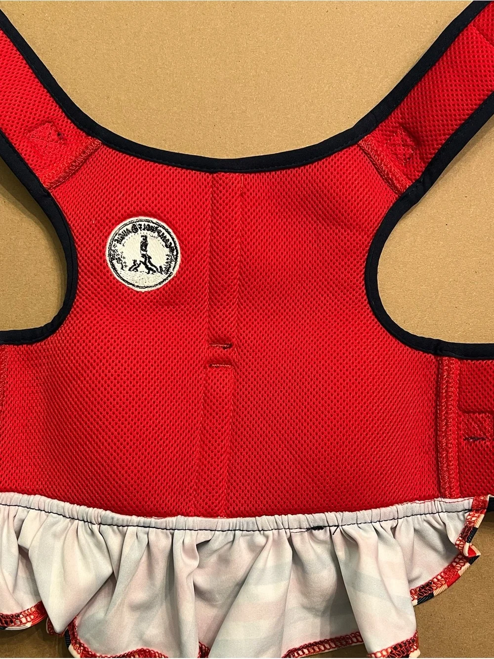 Ellen Degeneres Red & Navy Plaid Ruffle Dog Life Jacket Dress. Size M